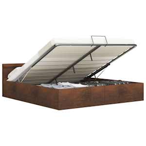 vidaXL Lovos rėmas su LED ir daiktadėže, rudas, 180x200cm, audinys