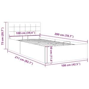 Rám postele s úložným prostorem tmavě šedý textil 100 x 200 cm - obrázek 11