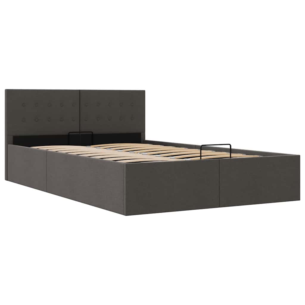 vidaXL Bedframe met hydraulische opslag stof donkergrijs 120x200 cm afbeelding