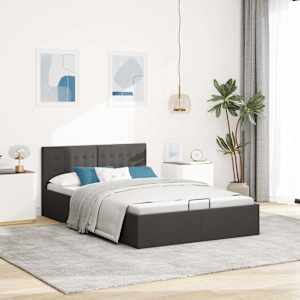 Rám postele s úložným prostorem tmavě šedý textil 140 x 200 cm - obrázek 4