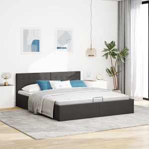 Zvedací rám postele úložný prostor tmavě šedý textil 180x200cm - obrázek 4