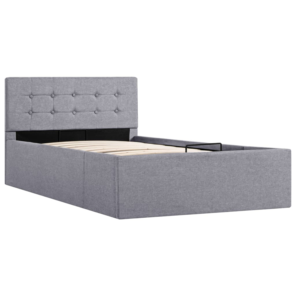 vidaXL Cama canapé hidráulica con almacenaje tela gris claro 90x200cm