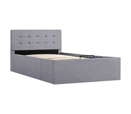 vidaXL Cama hidráulica arrumação 90x200cm tecido cinza-claro