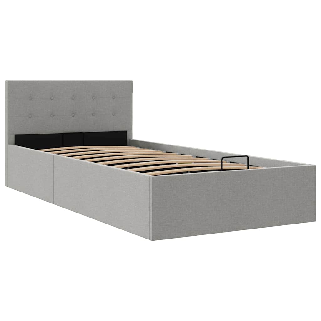 vidaXL Bedframe met hydraulische opslag stof lichtgrijs 100x200 cm afbeelding