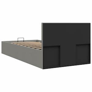 Rám postele s úložným prostorem světle šedý textil 100 x 200 cm - obrázek 7