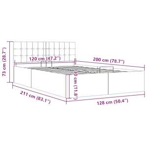 Rám postele s úložným prostorem světle šedý textil 120 x 200 cm - obrázek 11