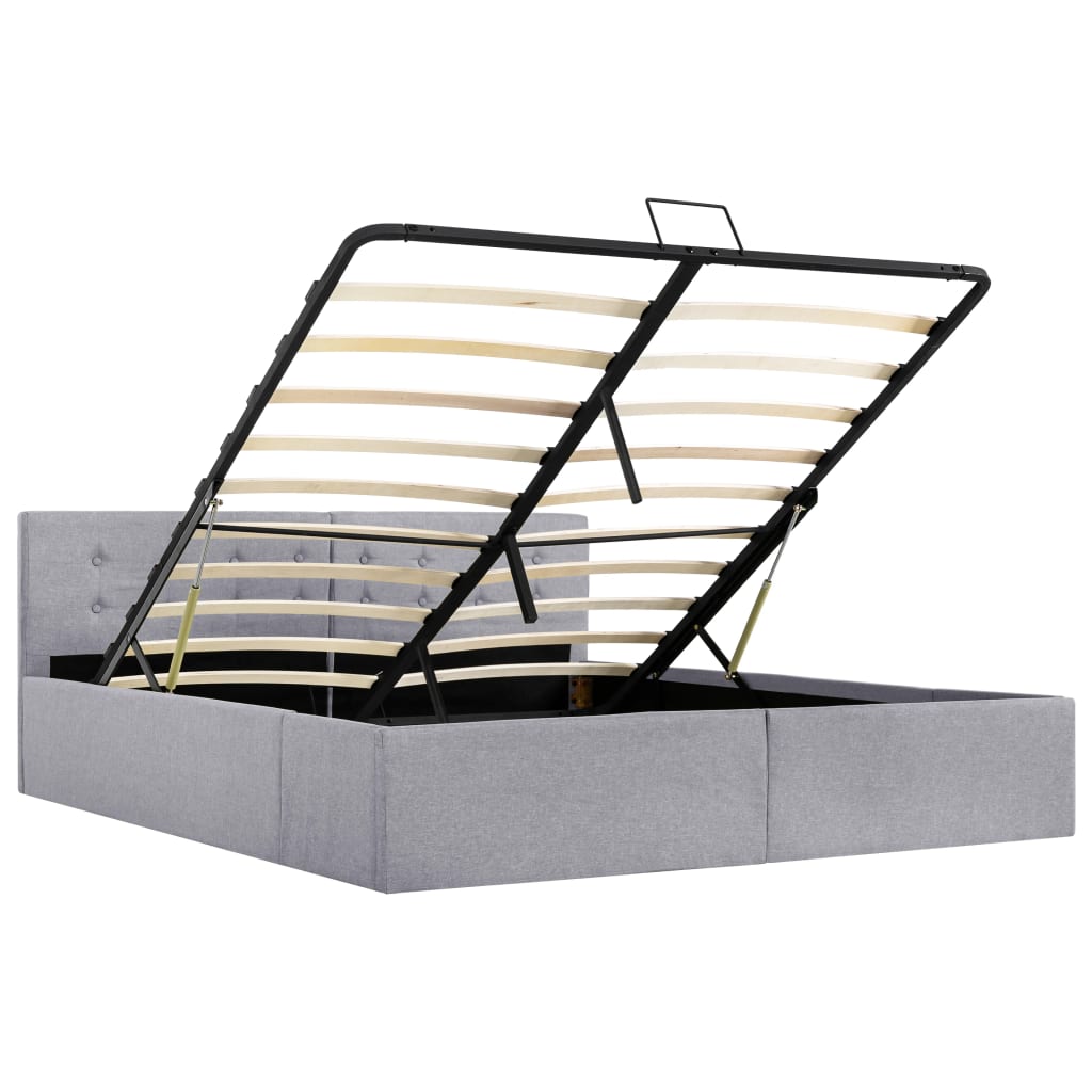  Hydraulický posteľný rám s úložným priestorom sivý 140x200 cm látkový