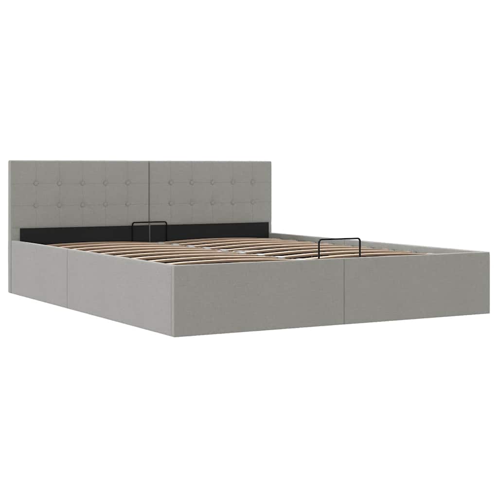 vidaXL Bedframe met hydraulische opslag stof lichtgrijs 180x200 cm afbeelding