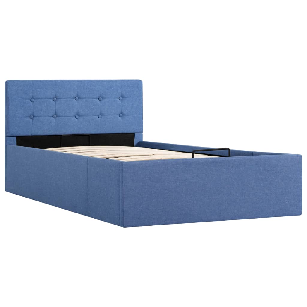 vidaXL Bedframe met hydraulische opslag stof blauw 100x200 cm