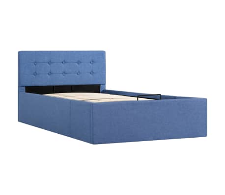 vidaXL Cadre de lit à stockage hydraulique Bleu Tissu 100x200 cm