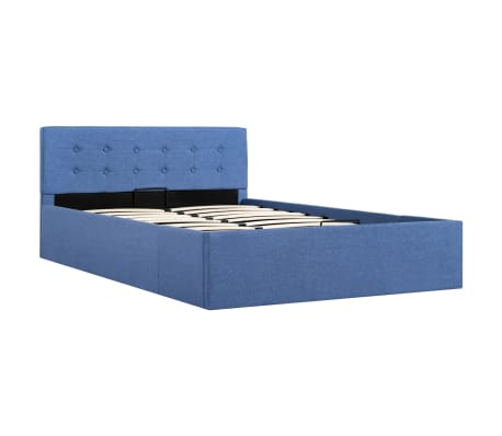 vidaXL Cadre de lit à stockage hydraulique Bleu Tissu 120x200 cm