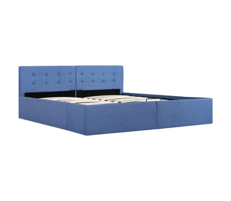 vidaXL Cama canapé hidráulica con almacenaje tela azul 160x200 cm