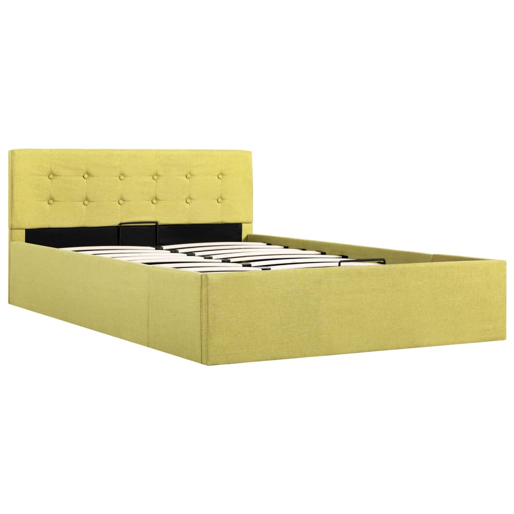 vidaXL Rám postele úložný prostor limetkově žlutý textil 120 x 200 cm