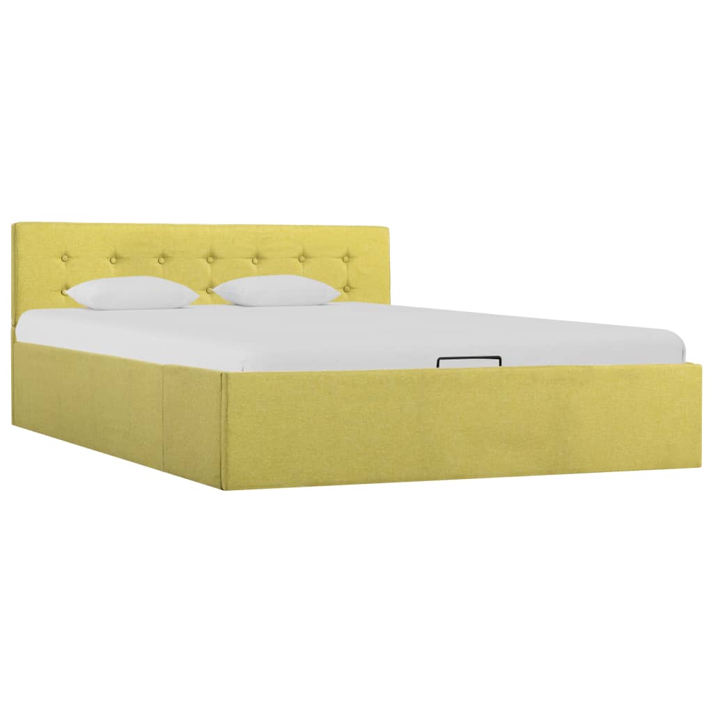 vidaXL Rám postele úložný prostor limetkově žlutý textil 140 x 200 cm