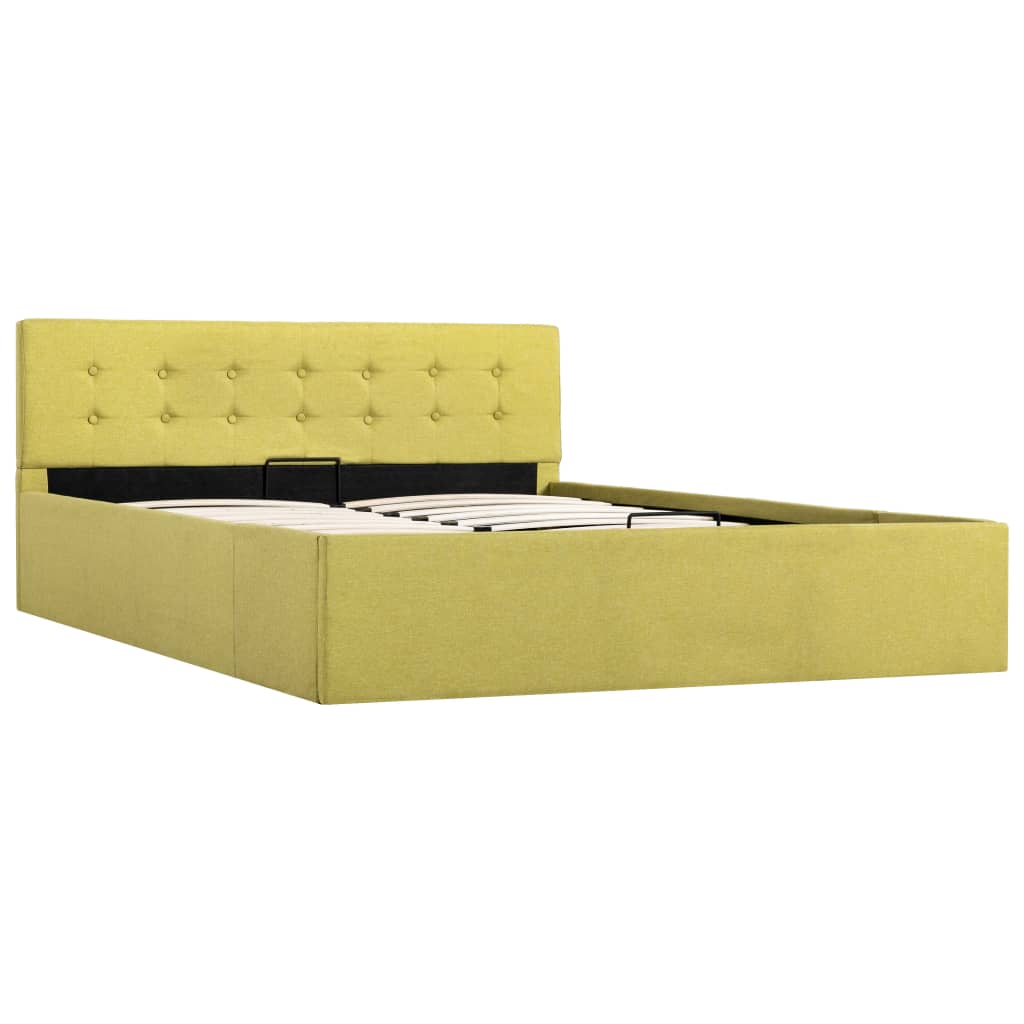 

vidaXL Bedframe met hydraulische opslag stof limoengeel 140x200 cm