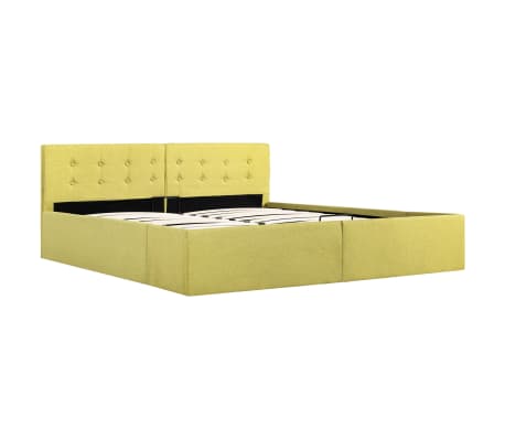 vidaXL Cadre de lit à stockage hydraulique jaune lime tissu 160x200 cm