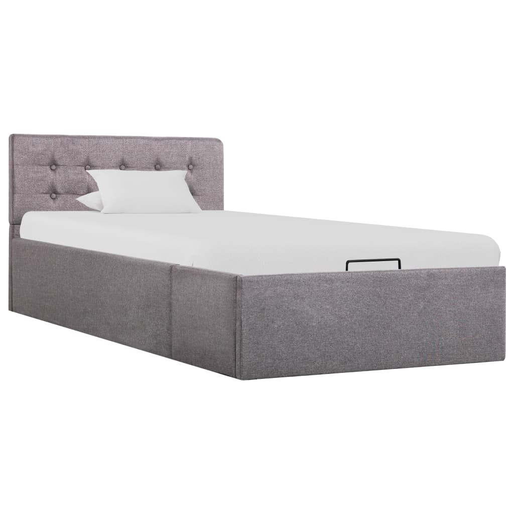 vidaXL Rám postele s úložným prostorem taupe textil 90 x 200 cm