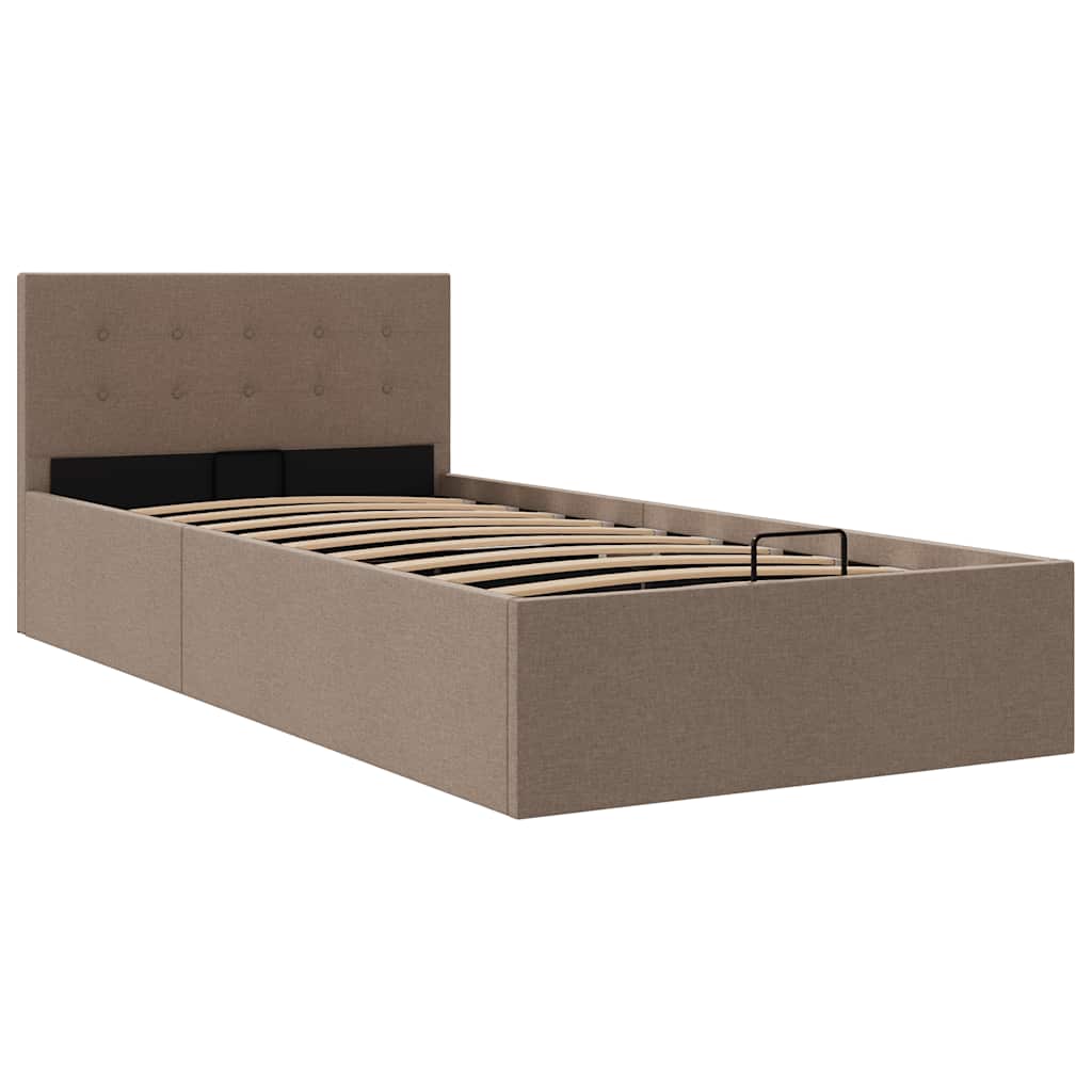vidaXL Bedframe met hydraulische opslag stof taupe 100x200 cm afbeelding