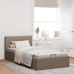 Rám postele s úložným prostorem taupe textil 100 x 200 cm - obrázek 4