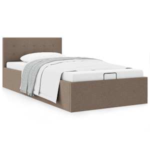 Rám postele s úložným prostorem taupe textil 100 x 200 cm - obrázek 1