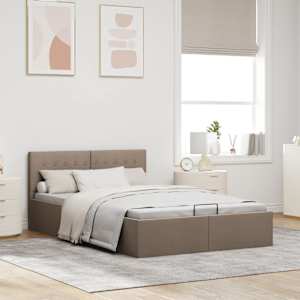 Rám postele s úložným prostorem taupe textil 120 x 200 cm - obrázek 4