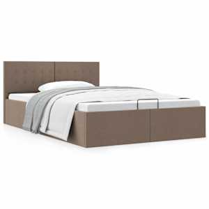 Zvedací rám postele s úložným prostorem taupe textil 140x200 cm