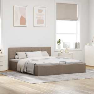Rám postele s úložným prostorem taupe textil 160 x 200 cm - obrázek 4