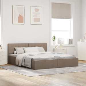 Rám postele s úložným prostorem taupe textil 180 x 200 cm - obrázek 4