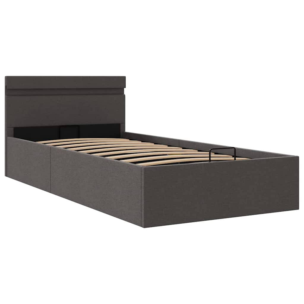 Thumbnail - vidaXL Bett mit Bettkasten Hydraulisch LED Dunkelgrau Stoff 90x200 cm