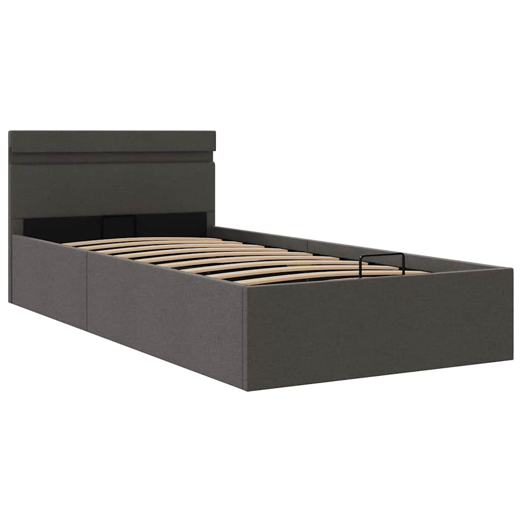 

vidaXL Bedframe met opbergruimte en LED stof donkergrijs 100x200 cm