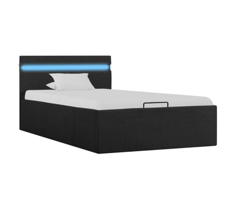 vidaXL Bett mit Bettkasten Hydraulisch LED Dunkelgrau Stoff 100x200 cm