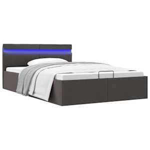 Rám postele LED s úložným prostorem tmavě šedý textil 120x200cm - obrázek 1