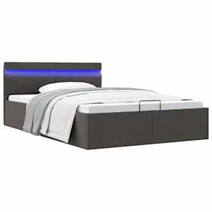 vidaXL hoiukastiga voodiraam LED, tumehall, kangas, 140 x 200 cm