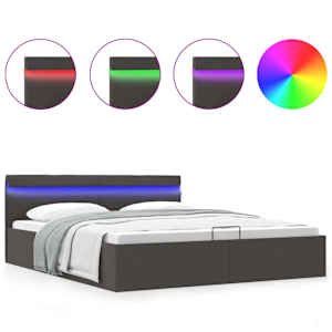 Rám postele s úložným prostorem LED tmavě šedý textil 160x200cm - obrázek 2