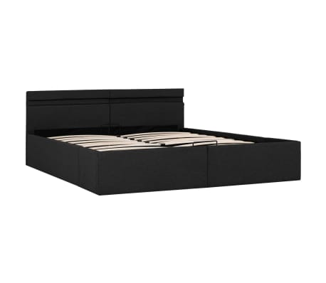 vidaXL Cama hidráulica c/ arrumação LED 160x200cm tecido cinza-escuro