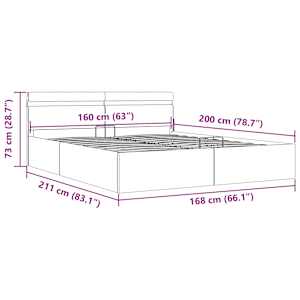 Rám postele s úložným prostorem LED tmavě šedý textil 160x200cm - obrázek 13
