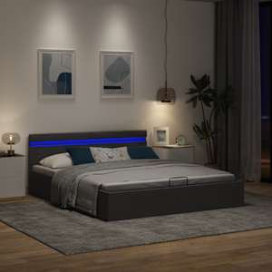 Rám postele s úložným prostorem LED tmavě šedý textil 160x200cm - obrázek 5