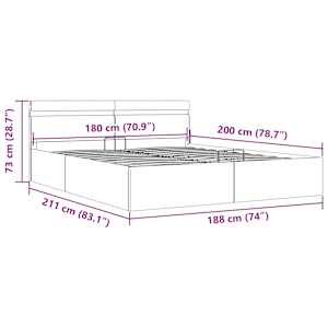 Rám postele s úložným prostorem LED tmavě šedý textil 180x200cm - obrázek 12