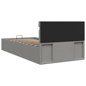 Rám postele úložný prostor LED světle šedý textil 100 x 200 cm - obrázek 8