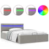 vidaXL h&uuml;drauliline hoiukastiga voodiraam LED helehall kangas 120x200