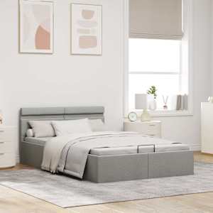 Rám postele LED úložný prostor světle šedý textil 120 x 200 cm - obrázek 4