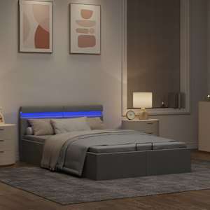 Rám postele LED úložný prostor světle šedý textil 120 x 200 cm - obrázek 5