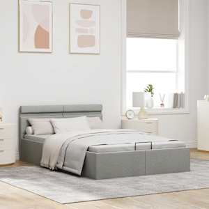 Rám postele LED úložný prostor světle šedý textil 140 x 200 cm - obrázek 4
