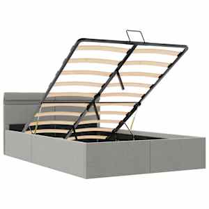 Rám postele LED úložný prostor světle šedý textil 140 x 200 cm - obrázek 9