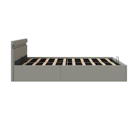 vidaXL Cama Canapé Hidráulica Almacenaje LED Tela Gris Claro 160x200cm