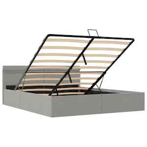 Rám postele úložný prostor LED světle šedý textil 180 x 200 cm - obrázek 9