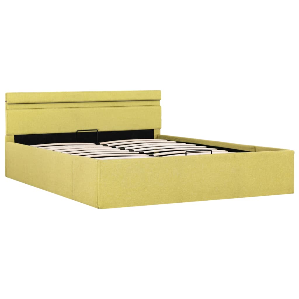 

vidaXL Bedframe met hydraulische opslag LED stof limoengeel 140x200 cm