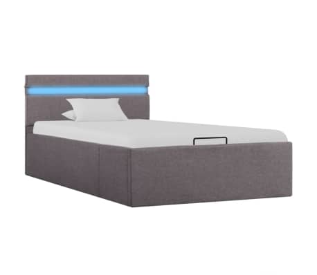 vidaXL Bett mit Bettkasten Hydraulisch mit LED Taupe Stoff 90x200 cm