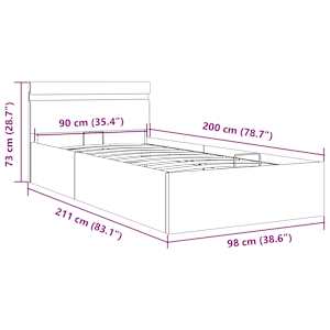 Rám postele s úložným prostorem LED taupe textil 90 x 200 cm - obrázek 13