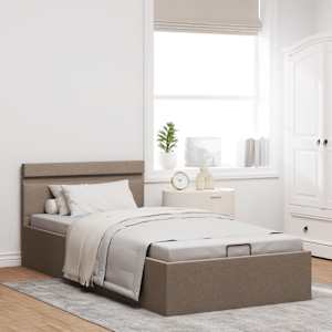 Rám postele s úložným prostorem LED taupe textil 90 x 200 cm - obrázek 4